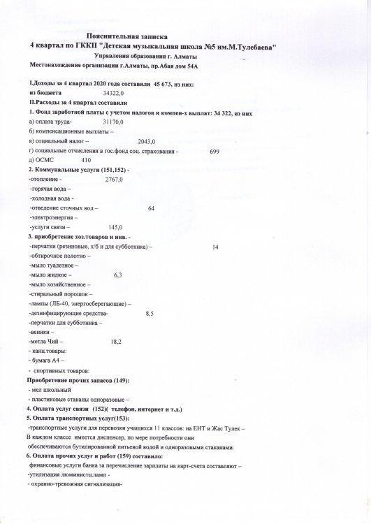 Пояснительная записка 4 квартал 2020 года.